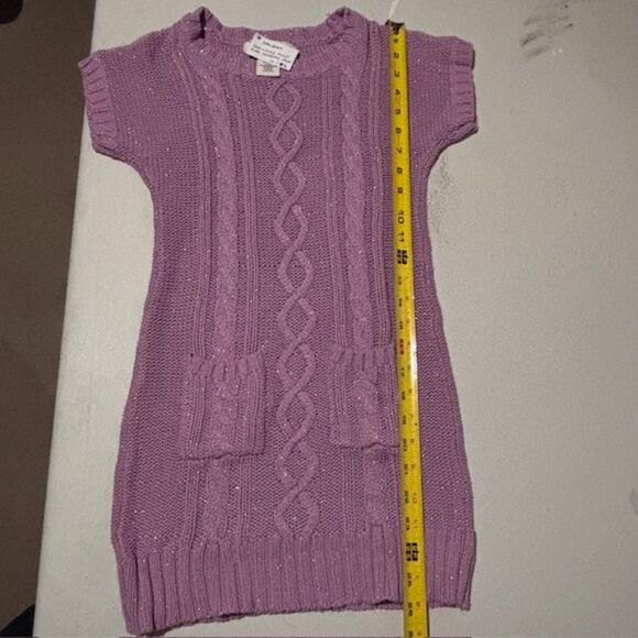 Shrinking Violet | Girls Cable Knit Purple Silver Glitter Sweater Dress - Picture 15 of 15